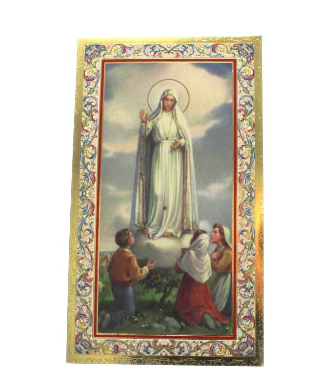 santino in cartoncino cm 6x11 madonna di fatima