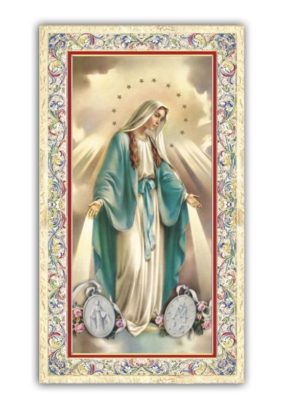 santino in cartoncino cm 6x11 madonna miracolosa
