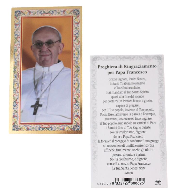 santino in cartoncino cm 6x11 papa francesco