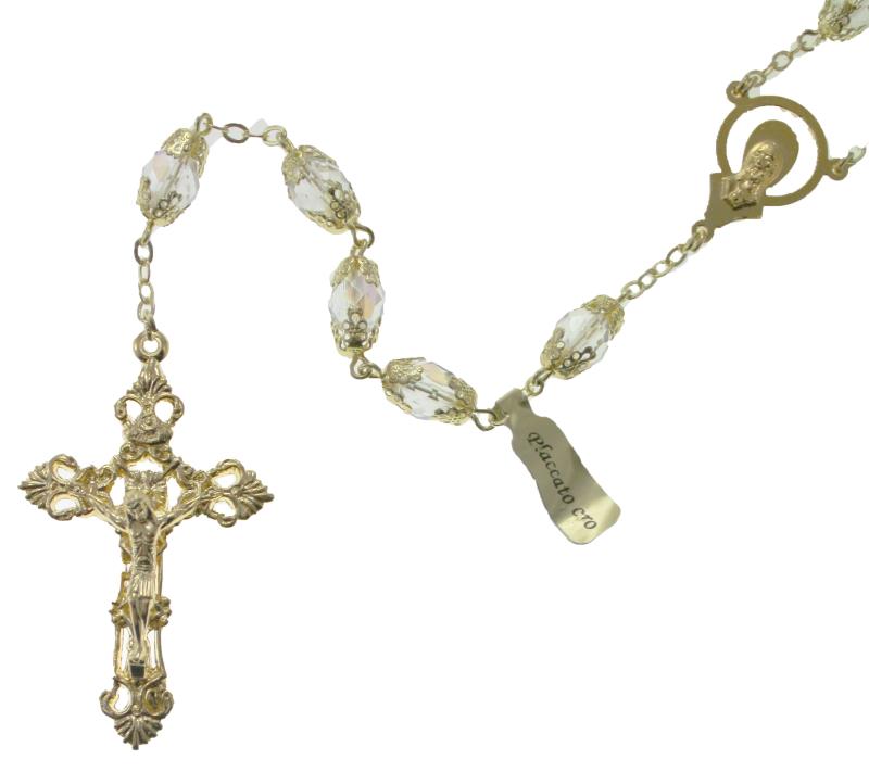 rosario placcato oro con cristallo 8mm tu