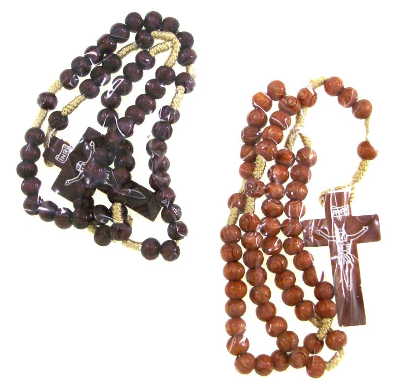 rosario in legno rilegatura in corda
