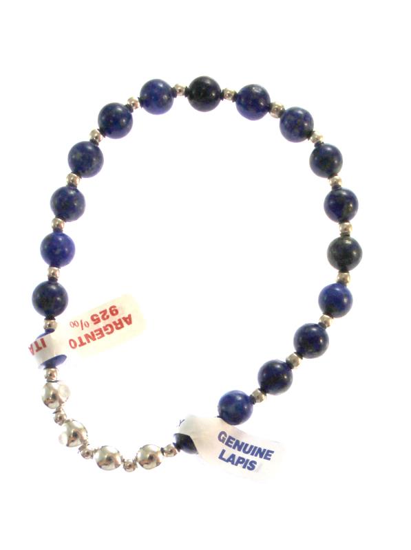 braccialetto elastico argento e pietre dure lapis