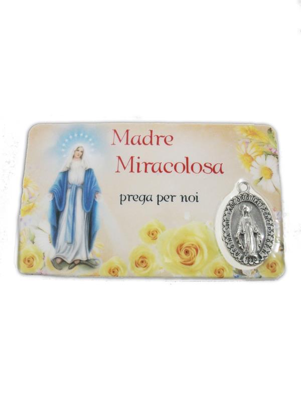 holy card con medaglia in metallo