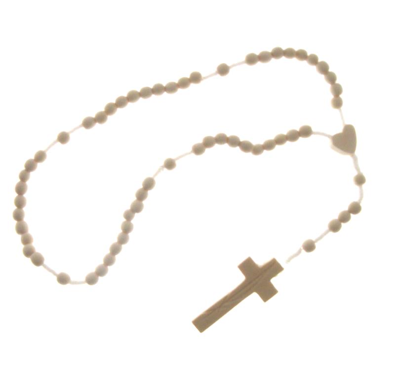 rosario in legno corda grano da mm4 bianco
