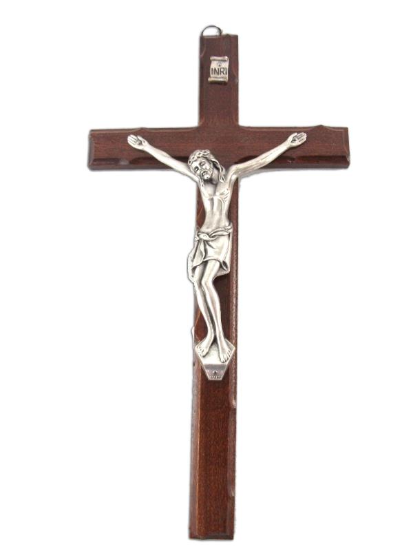 crocifisso in metallo e legno cm 25