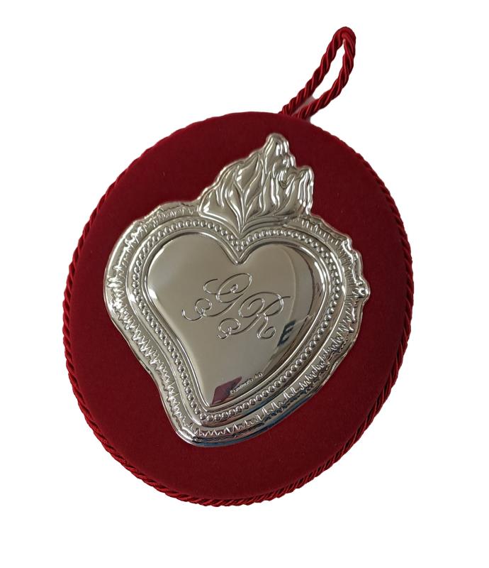 cuore ex voto laminato argento 12x10 cm