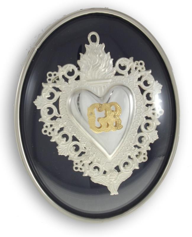 cuore ex voto in argento 12x9,5 cm