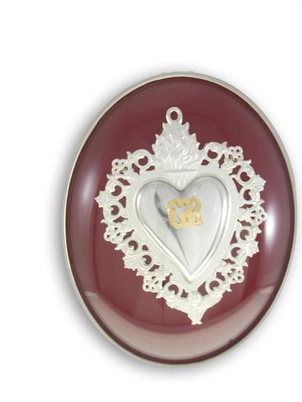 cuore ex voto in argento 24x16 cm