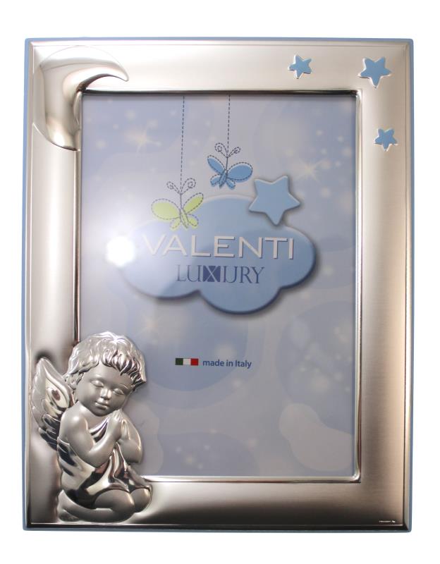 cornice in argento angelo cm 18x23 celeste