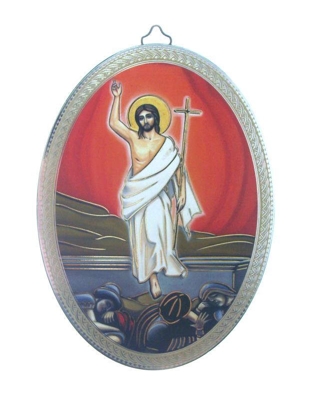quadretto ovale 10x15 cm gesu risorto