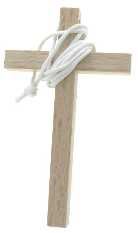 croce comunione in legno con cordino cm 10x6 noce chiaro