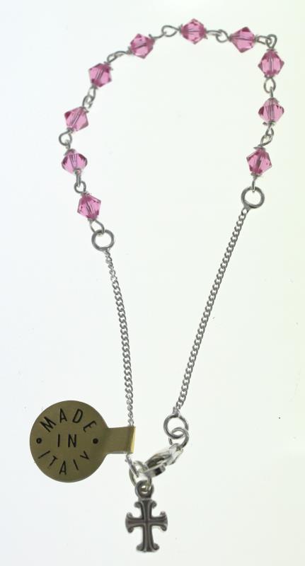 braccialetto argento e swarovsky rosa