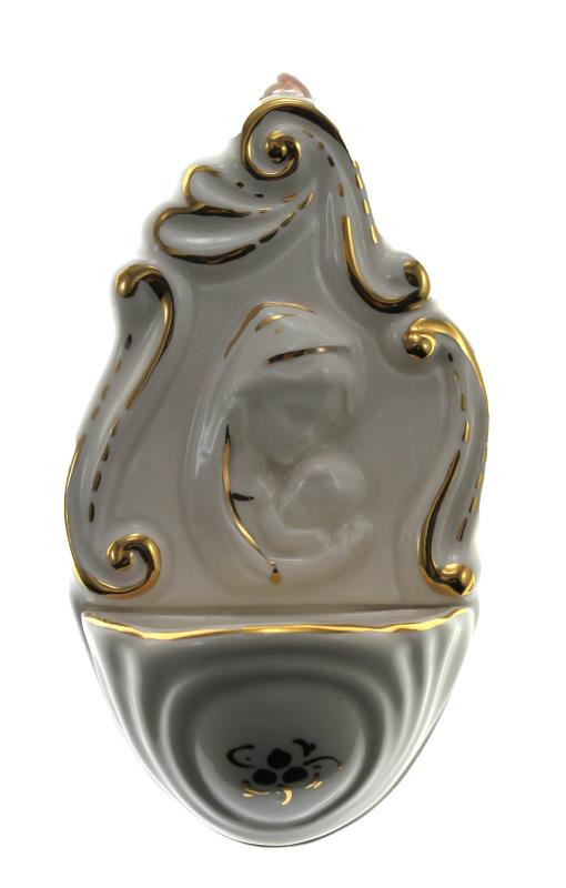 acquasantiera in ceramica cm 13x8 bianco