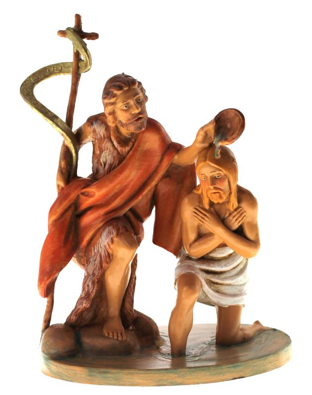 statua battesimo di gesù tipo legno altezza cm 12