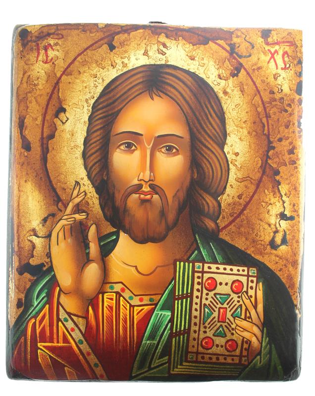icona dipinta a mano cristo pantocratore