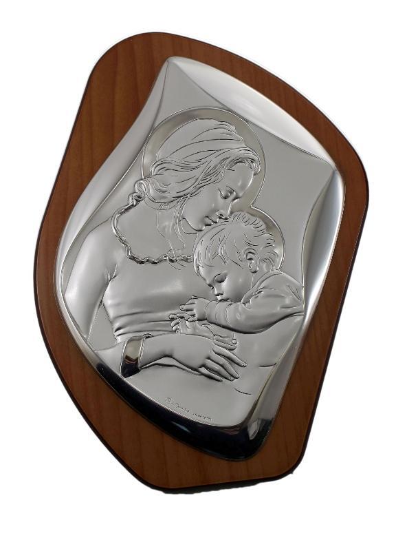 quadro in argento e legno 35x25 cm madonna con bambino 1