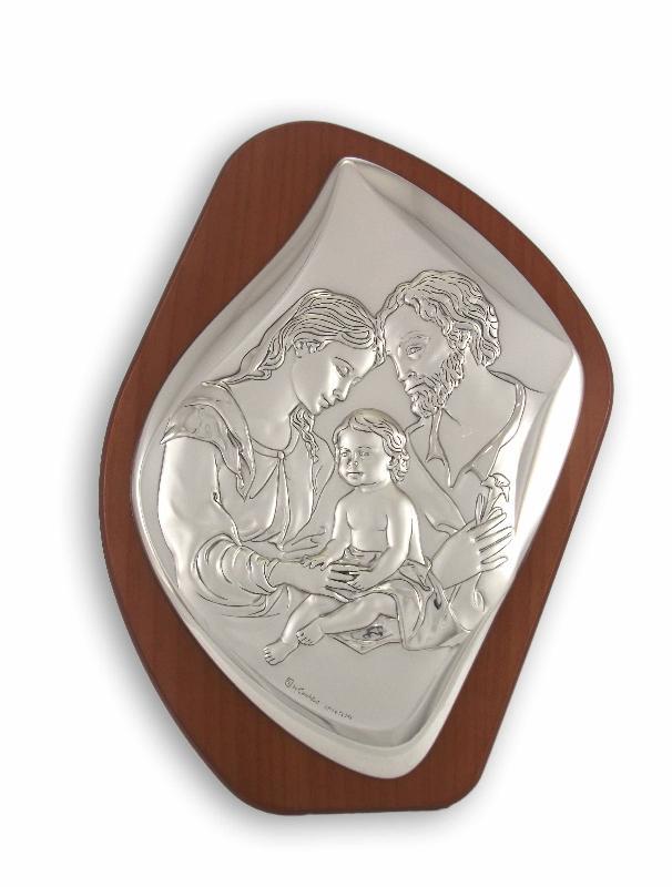 quadro in argento e legno 35x25 cm icona sacra famiglia