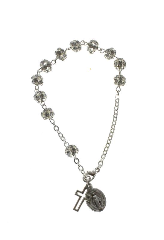 braccialetto a decina rosario argentato