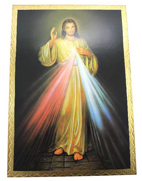 quadro in legno e foglia oro 50x70 cm gesu misericordioso