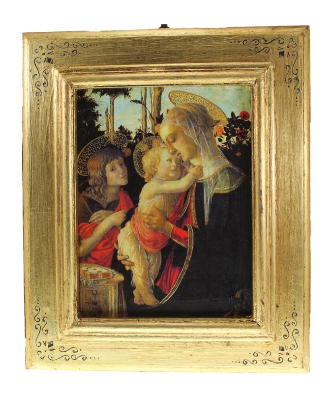 tela con cornice foglia oro 30x36 cm madonna c/bambino