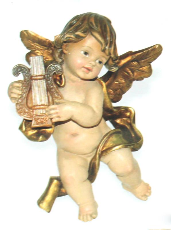 angeli musicanti in resina cm 16 angelo con cetra