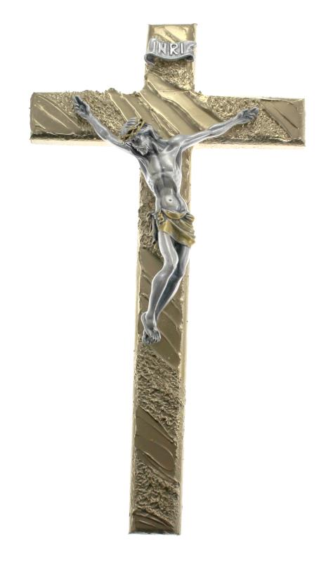 crocifisso croce dorata cm 27 argento