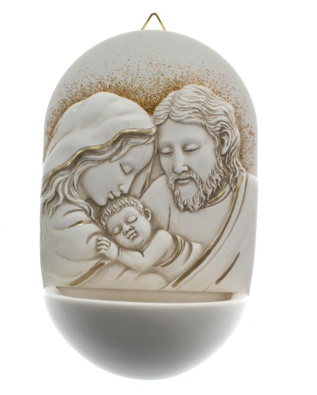 acquasantiera decorativa cm 14 icona sacra famiglia