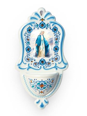 acquasantiera effetto ceramica madonna