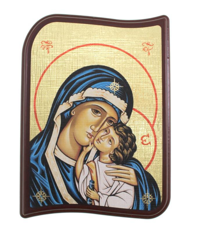 quadretto cm 17x12 immagine su tela madonna manto blu