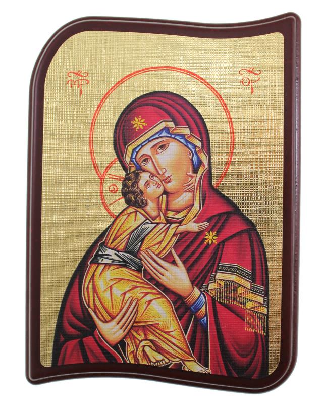 quadretto cm 17x12 immagine su tela madonna manto rosso