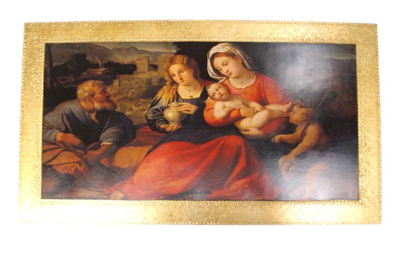 sacra famiglia 45x80 cm foglia oro