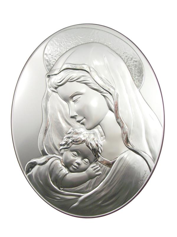 quadro madonna con bambino argento