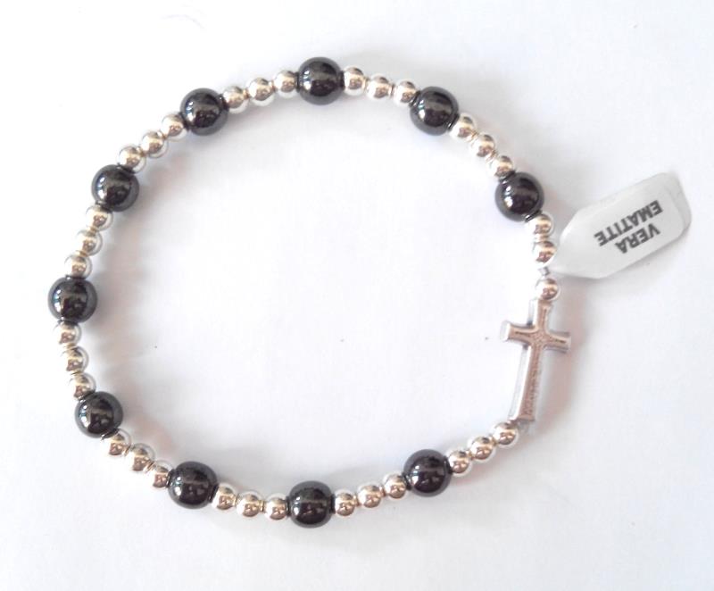 braccialetto elastico con pietre hematite