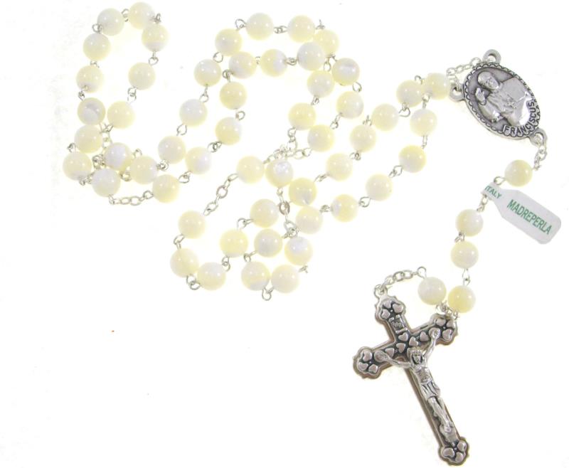 rosario papa francesco in madreperla