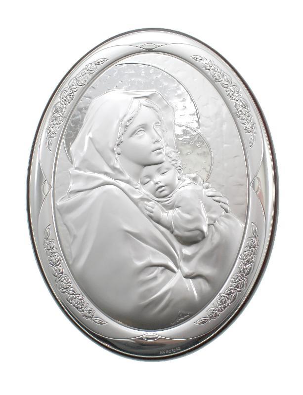 quadro legno e argento ovale cm 13x18 madonna del ferruzzi