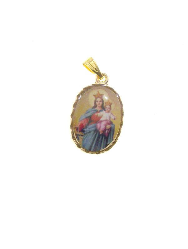 medaglia in metallo con anello madonna ausiliatrice