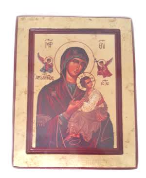 icona bizantina in litografia cm 25x22 madonna del perpetuo soccorso