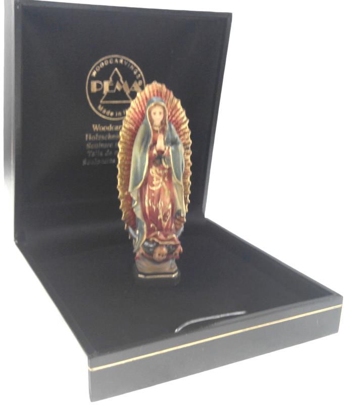 statua mignon in legno scolpito h cm 6,5 madonna di guadalupe