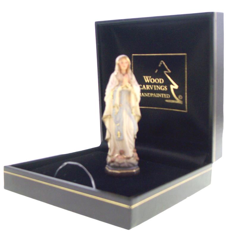 statua mignon in legno scolpito h cm 6,5 madonna di lourdes