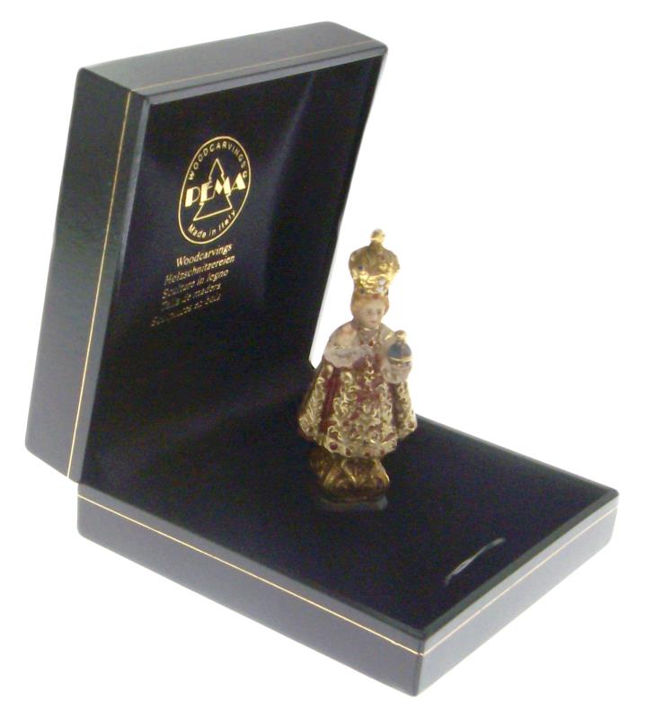 statua mignon in legno scolpito h cm 6,5 bambino di praga