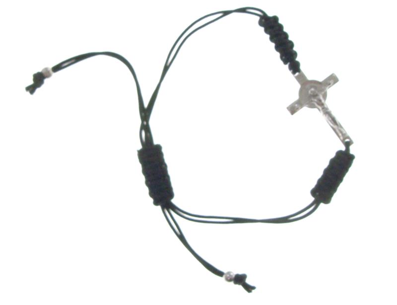 bracciale in corda croce san benedetto argento