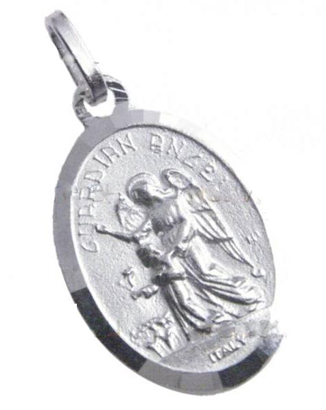 medaglia angelo custode in argento cm 2,5