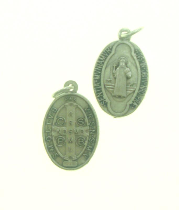 medaglia ovale cm 2,2 con anello metallo ossidato san benedetto
