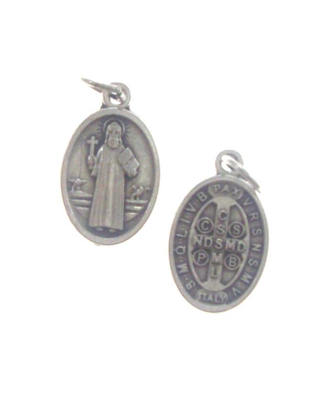 medaglia ovale cm 1,7 con anello san benedetto