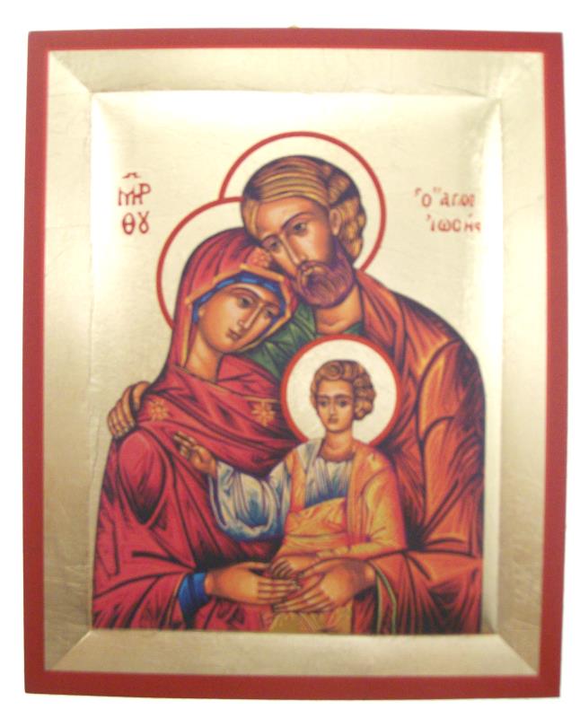 quadro foglia oro con immagine 15,5x19,5 icona sacra famiglia