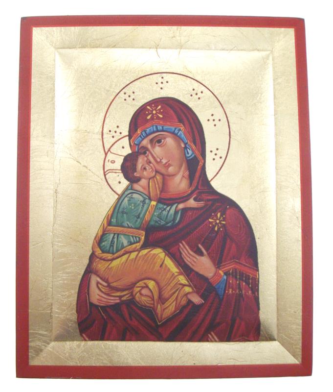 quadro foglia oro con immagine 15,5x19,5 madonna della tenerezza