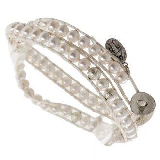 braccialetto rosario pietre 6mm perla bianca