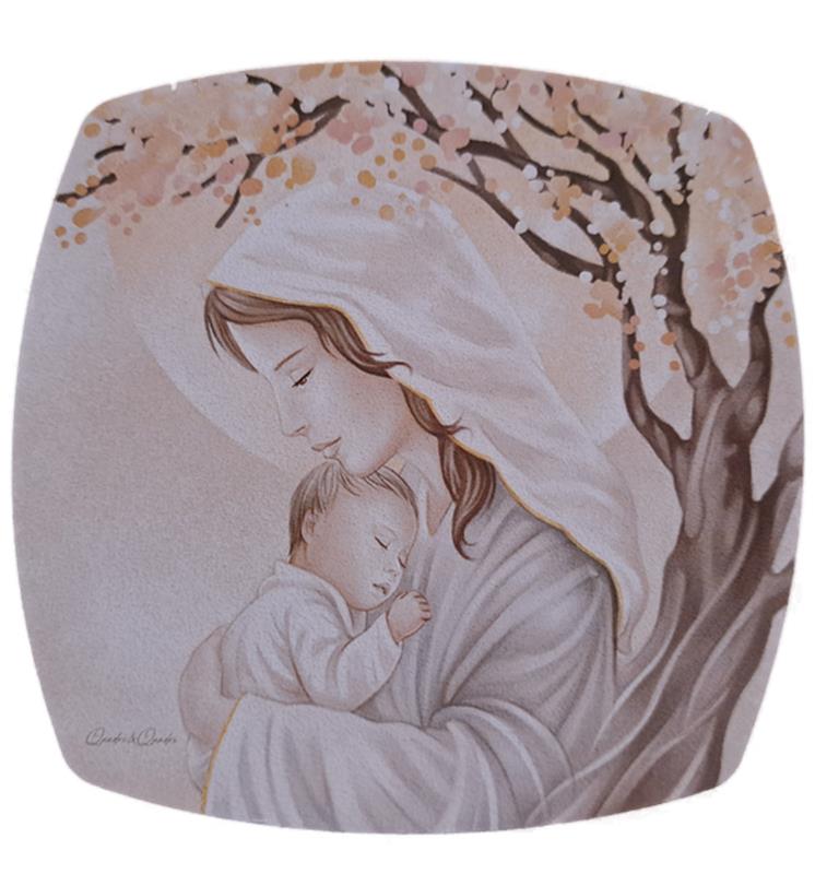 quadro madonna con bambino decorato cm 15x15