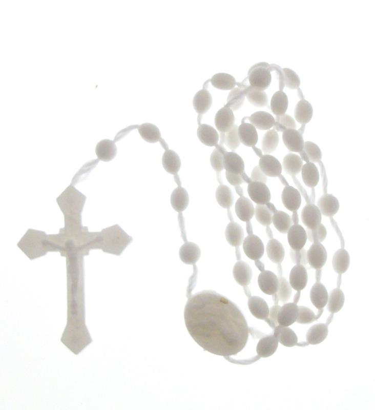 rosario in plastica bianco