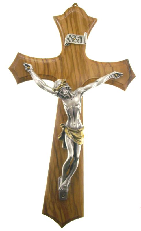 crocifisso in legno ulivo cm 22